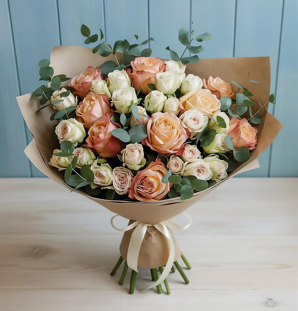 Букет цветов из: Альстромерии и Розы в Суде