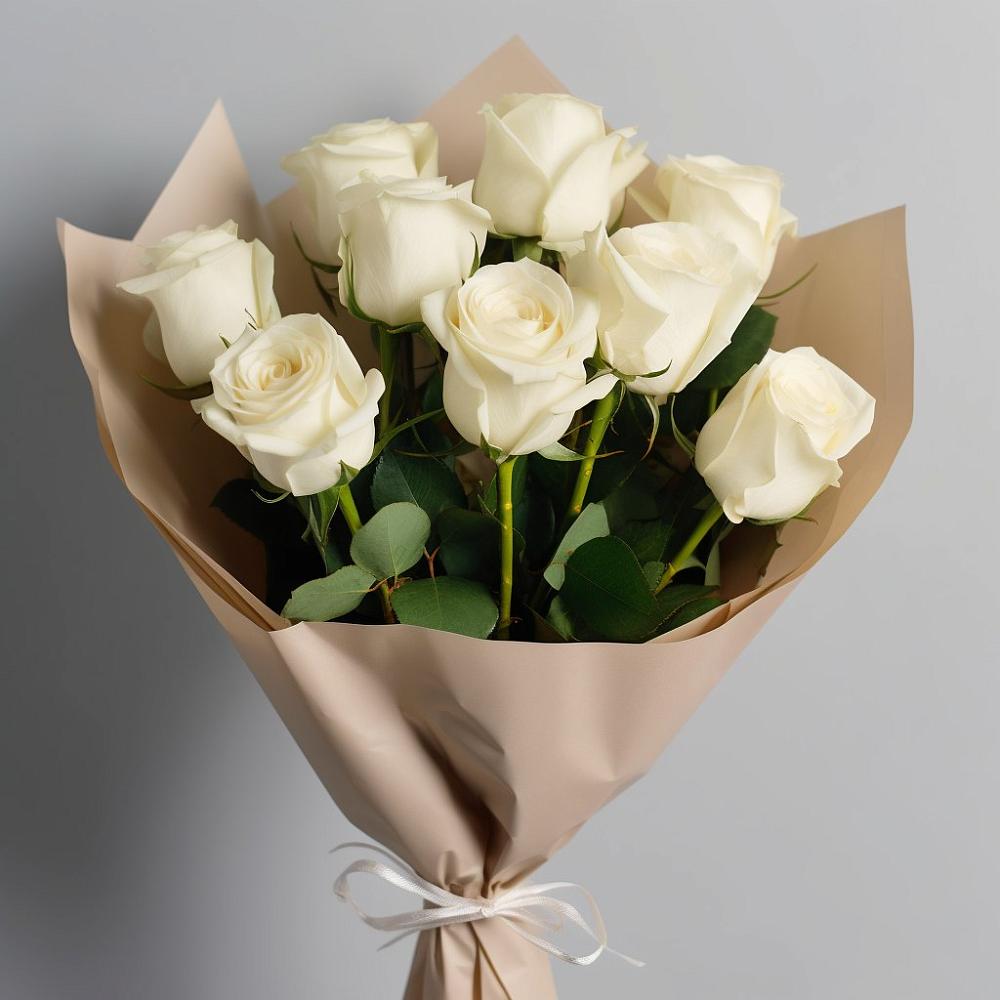 Букет 9 Белых роз Эдлесс Лав в Суде