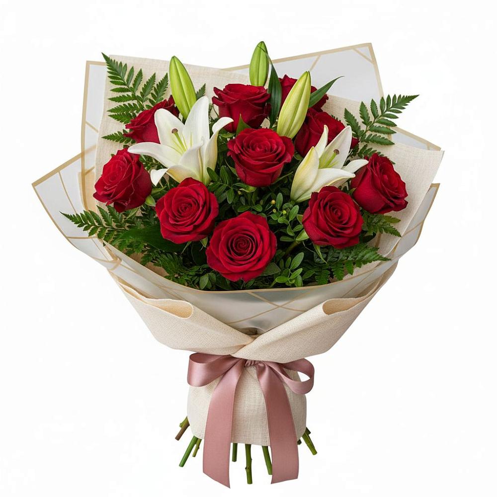 Букет цветов из: Лилии и Розы в Суде