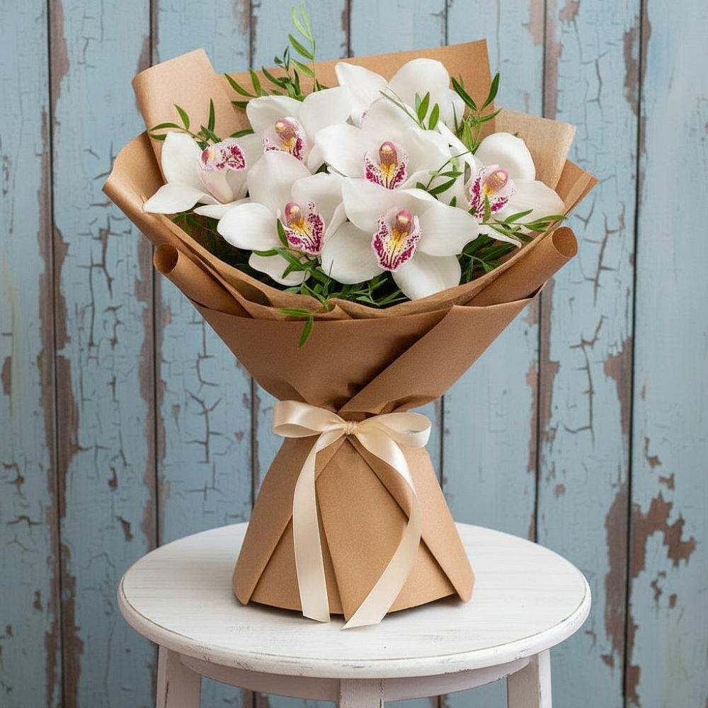 Букет цветов из: Орхидеи и Розы в Суде