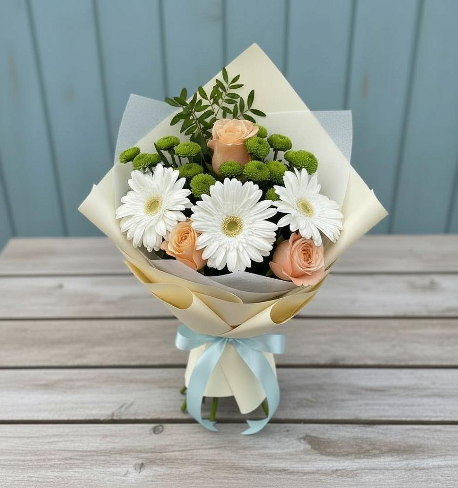Букет цветов из: Герберы, Розы и Хризантемы в Суде