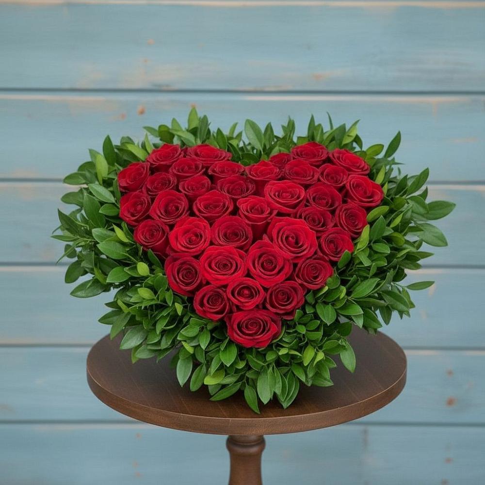 Цветочная композиция из Розы в виде сердца в Суде