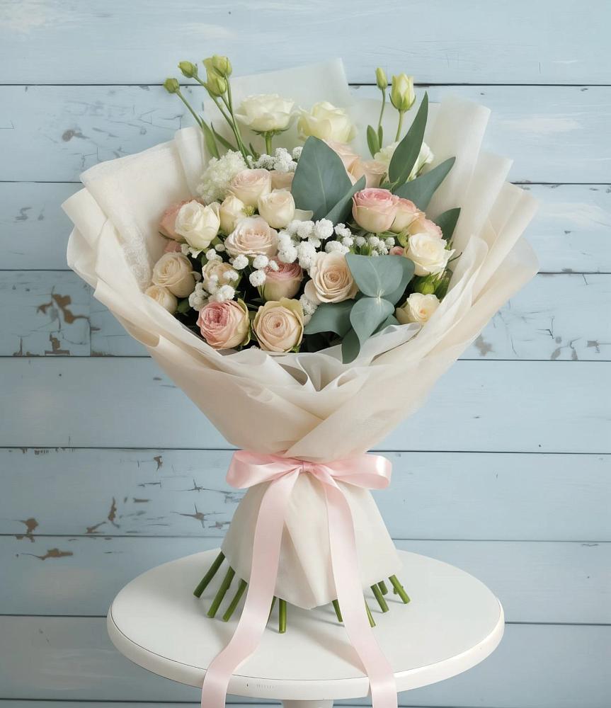 Букет цветов из: Розы и Лизиантусы в Суде